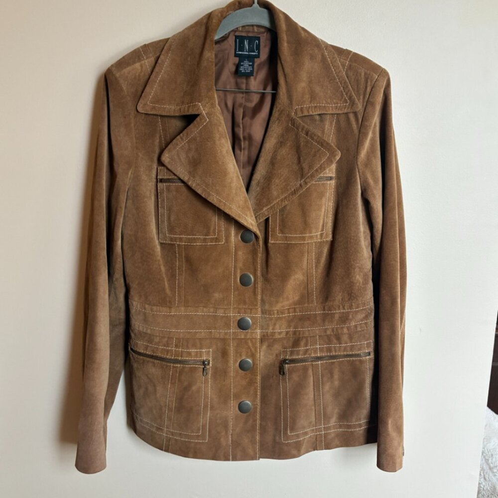 RARE! INC International Concepts 100% Suede Leather Jacket